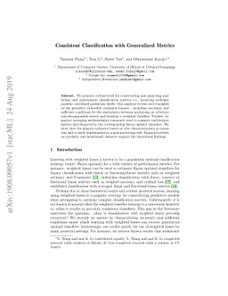 Consistent Classification with Generalized Metrics