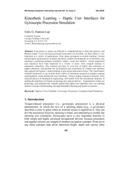 Kinesthetic Learning -- Haptic User Interfaces for Gyroscopic Precession
  Simulation