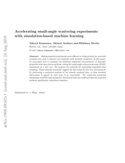 Accelerating small-angle scattering experiments with simulation-based
  machine learning
