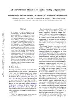 Adversarial Domain Adaptation for Machine Reading Comprehension