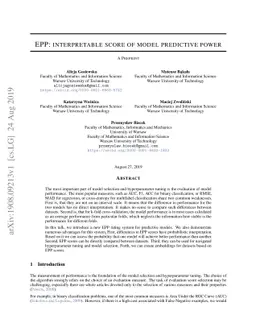 EPP: interpretable score of model predictive power