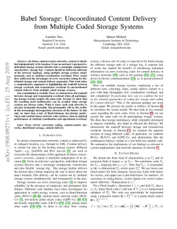 Babel Storage: Uncoordinated Content Delivery from Multiple Coded
  Storage Systems