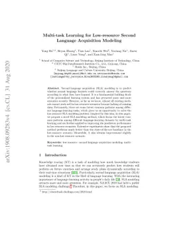 Multi-task Learning for Low-resource Second Language Acquisition
  Modeling
