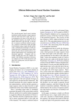 Efficient Bidirectional Neural Machine Translation