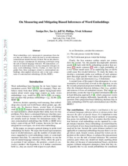 On Measuring and Mitigating Biased Inferences of Word Embeddings