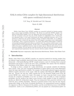 MALA-within-Gibbs samplers for high-dimensional distributions with
  sparse conditional structure