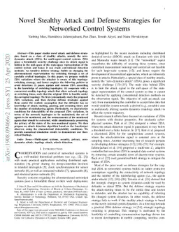 Novel Stealthy Attack and Defense Strategies for Networked Control
  Systems