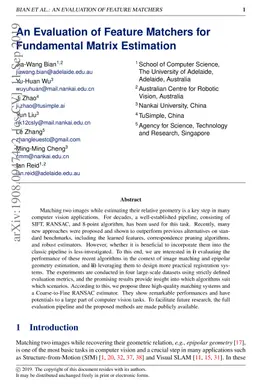 An Evaluation of Feature Matchers for Fundamental Matrix Estimation