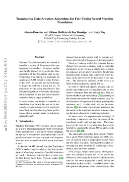 Transductive Data-Selection Algorithms for Fine-Tuning Neural Machine
  Translation