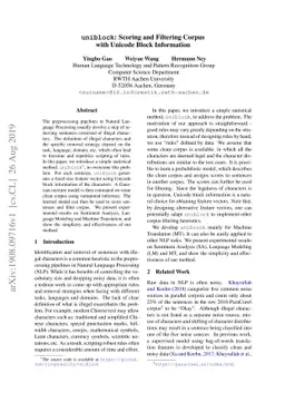 uniblock: Scoring and Filtering Corpus with Unicode Block Information