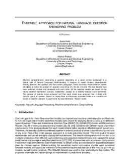 Ensemble approach for natural language question answering problem