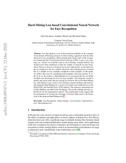 Hard-Mining Loss based Convolutional Neural Network for Face Recognition