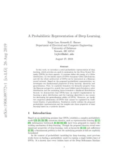 A Probabilistic Representation of Deep Learning