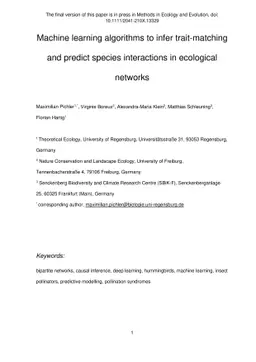 Machine learning algorithms to infer trait-matching and predict species
  interactions in ecological networks