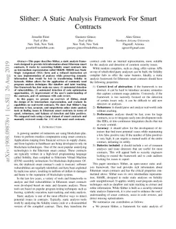 Slither: A Static Analysis Framework For Smart Contracts