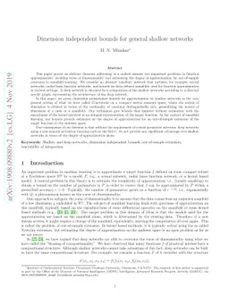 Dimension independent bounds for general shallow networks
