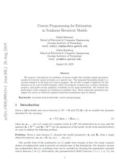 Convex Programming for Estimation in Nonlinear Recurrent Models