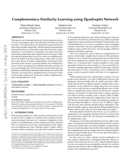 Complementary-Similarity Learning using Quadruplet Network