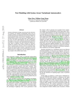 Text Modeling with Syntax-Aware Variational Autoencoders