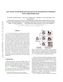 A2J: Anchor-to-Joint Regression Network for 3D Articulated Pose
  Estimation from a Single Depth Image