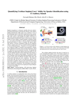 Quantifying Cochlear Implant Users' Ability for Speaker Identification
  using CI Auditory Stimuli