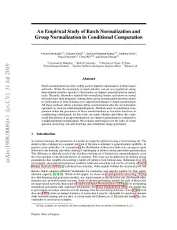 An Empirical Study of Batch Normalization and Group Normalization in
  Conditional Computation