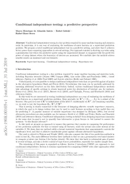 Conditional independence testing: a predictive perspective