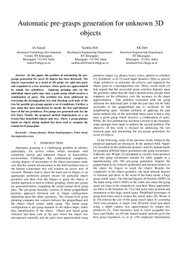 Automatic pre-grasps generation for unknown 3D objects