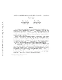 Distributed Data Summarization in Well-Connected Networks