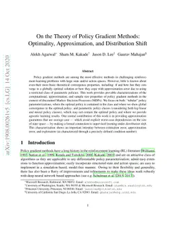 On the Theory of Policy Gradient Methods: Optimality, Approximation, and
  Distribution Shift