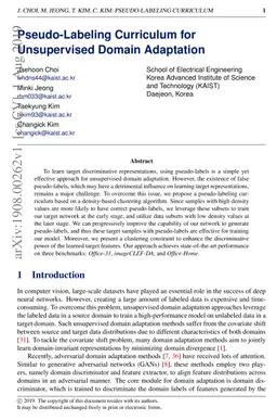 Pseudo-Labeling Curriculum for Unsupervised Domain Adaptation