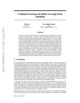 Continual Learning via Online Leverage Score Sampling
