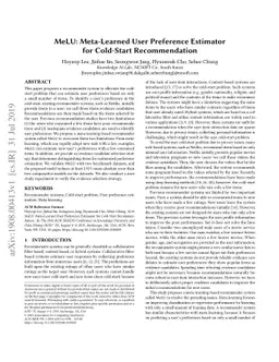 MeLU: Meta-Learned User Preference Estimator for Cold-Start
  Recommendation