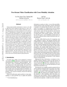 Two-Stream Video Classification with Cross-Modality Attention