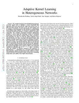 Adaptive Kernel Learning in Heterogeneous Networks