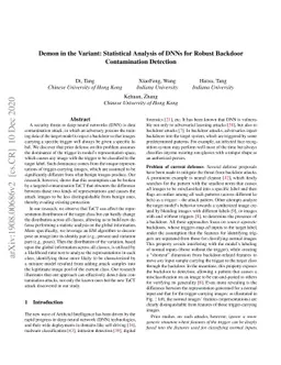 Demon in the Variant: Statistical Analysis of DNNs for Robust Backdoor
  Contamination Detection