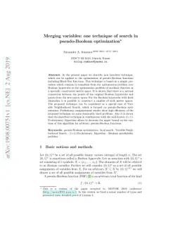 Merging variables: one technique of search in pseudo-Boolean
  optimization