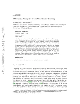 Differential Privacy for Sparse Classification Learning