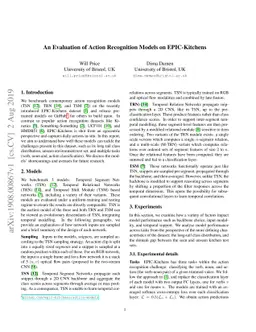 An Evaluation of Action Recognition Models on EPIC-Kitchens