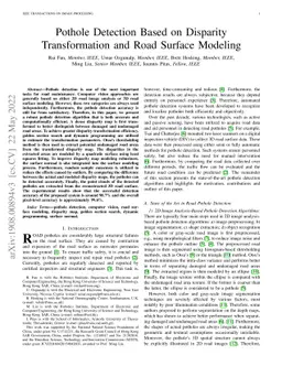 Pothole Detection Based on Disparity Transformation and Road Surface
  Modeling