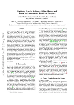 Predicting Behavior in Cancer-Afflicted Patient and Spouse Interactions
  using Speech and Language