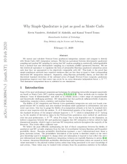 Why Simple Quadrature is just as good as Monte Carlo