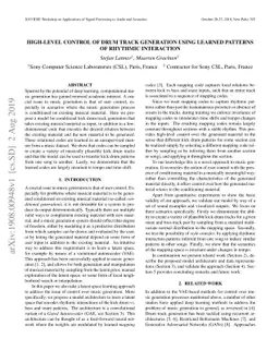 High-Level Control of Drum Track Generation Using Learned Patterns of
  Rhythmic Interaction