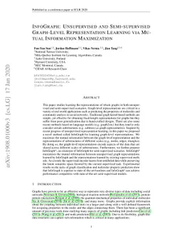 InfoGraph: Unsupervised and Semi-supervised Graph-Level Representation
  Learning via Mutual Information Maximization