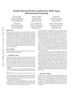 Health-Informed Policy Gradients for Multi-Agent Reinforcement Learning