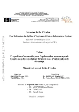 Proposition dún modèle pour lóptimisation automatique de boucles
  dans le compilateur Tiramisu : cas dóptimisation de déroulage