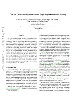 Toward Understanding Catastrophic Forgetting in Continual Learning