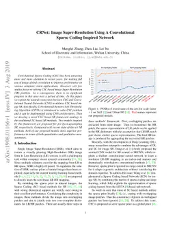 CRNet: Image Super-Resolution Using A Convolutional Sparse Coding
  Inspired Network