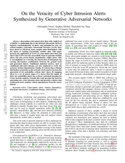 On the Veracity of Cyber Intrusion Alerts Synthesized by Generative
  Adversarial Networks