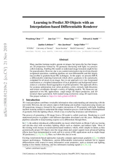 Learning to Predict 3D Objects with an Interpolation-based
  Differentiable Renderer